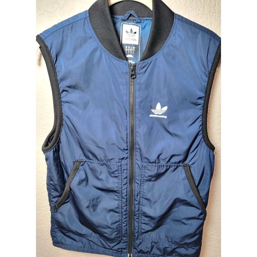 Adidas Originals Skateboarding Vest Blue Zip Up Trefoil Logo Mens Small 2017